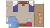 Cabine avec balcon - pour personnes &agrave; mobilit&eacute; r&eacute;duite - plan